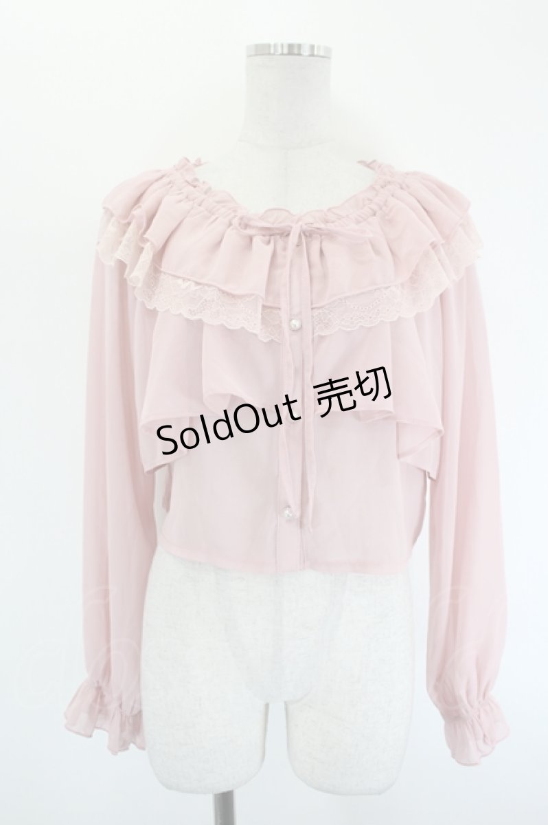 画像1: axes femme POETIQUE / オフショルシフォンブラウス  ピンク I-26-09-06-005-AX-BL-SA-ZI (1)