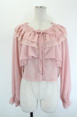 画像1: axes femme POETIQUE / オフショルシフォンブラウス  ピンク I-26-09-06-005-AX-BL-SA-ZI (1)