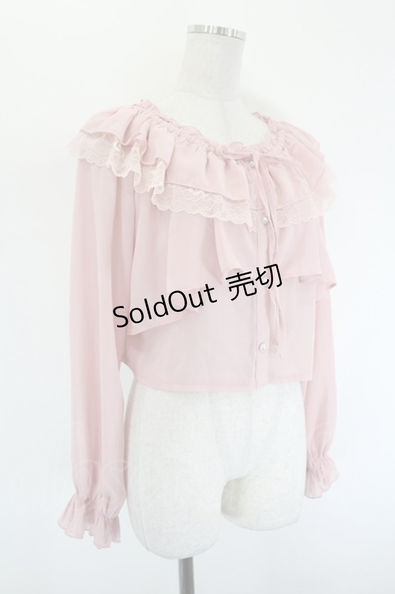 画像3: axes femme POETIQUE / オフショルシフォンブラウス  ピンク I-26-09-06-005-AX-BL-SA-ZI (3)