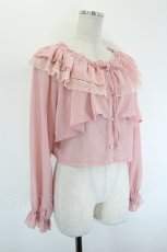 画像3: axes femme POETIQUE / オフショルシフォンブラウス  ピンク I-26-09-06-005-AX-BL-SA-ZI (3)