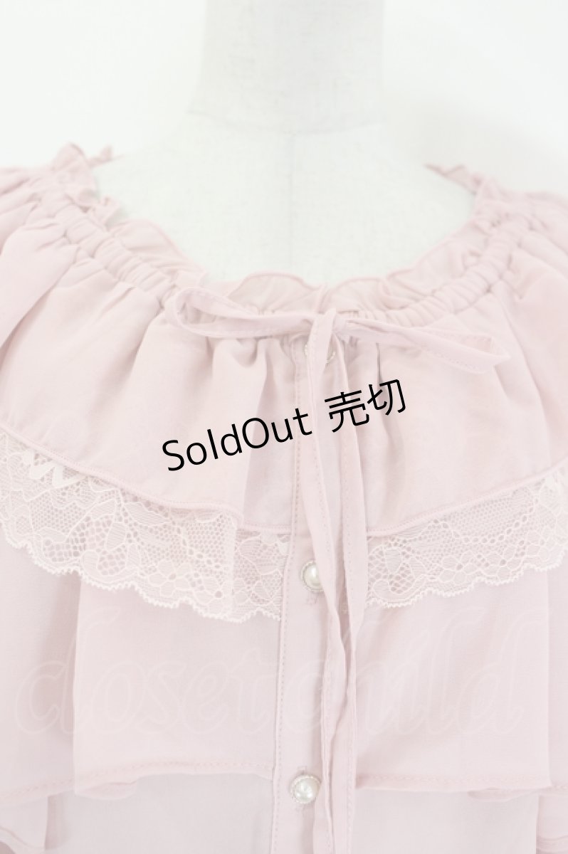 画像4: axes femme POETIQUE / オフショルシフォンブラウス  ピンク I-26-09-06-005-AX-BL-SA-ZI (4)