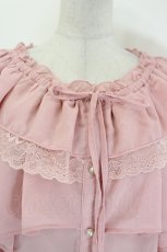 画像4: axes femme POETIQUE / オフショルシフォンブラウス  ピンク I-26-09-06-005-AX-BL-SA-ZI (4)