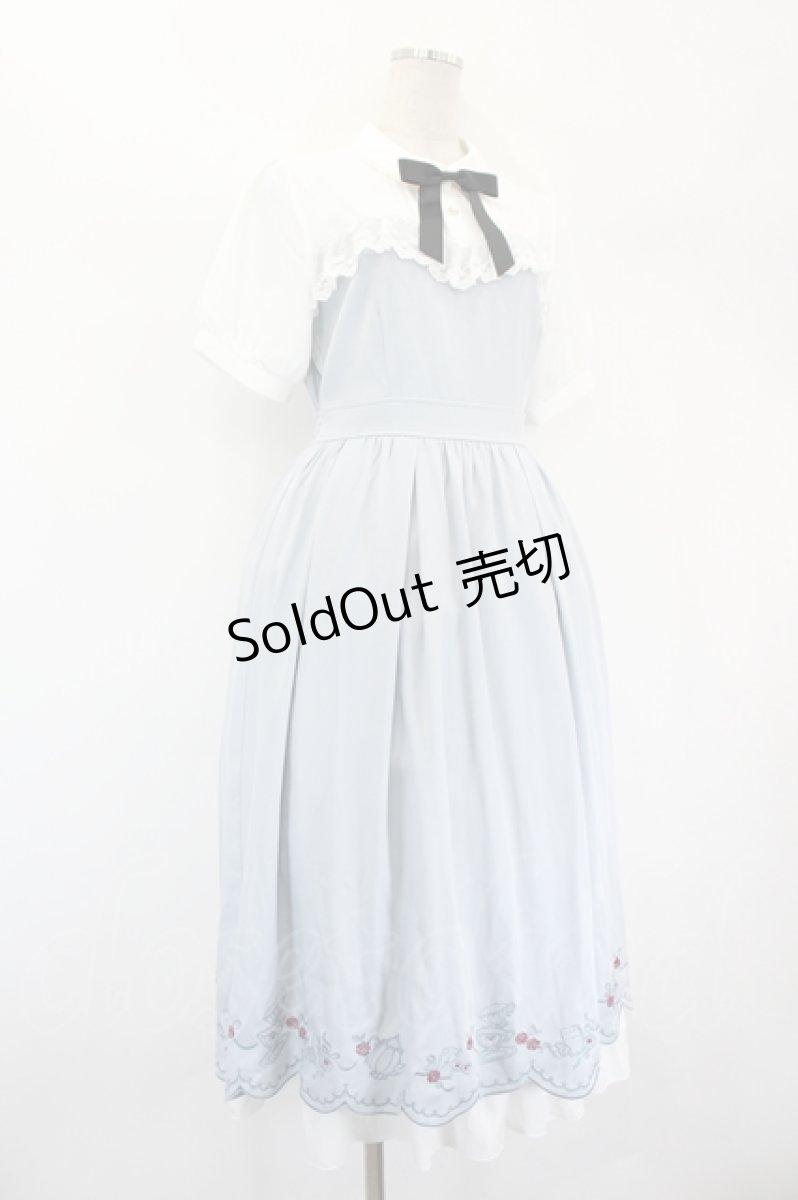 画像4: axes femme POETIQUE / ティーパーティー刺繍ワンピース  サックス I-26-09-06-064-AX-OP-SA-ZI (4)