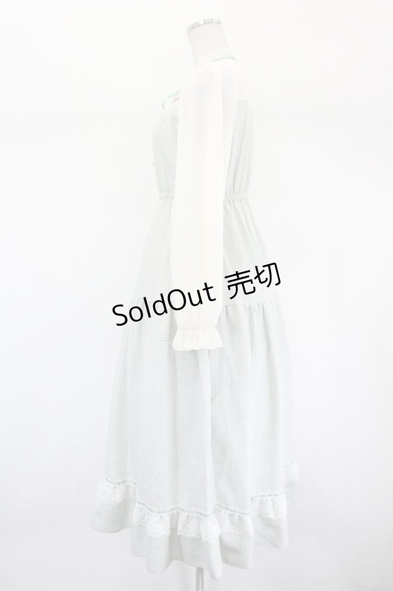 画像2: axes femme POETIQUE / ストロベリーガーデンワンピース  グリーンＸ白 I-26-09-06-065-AX-OP-SA-ZI (2)