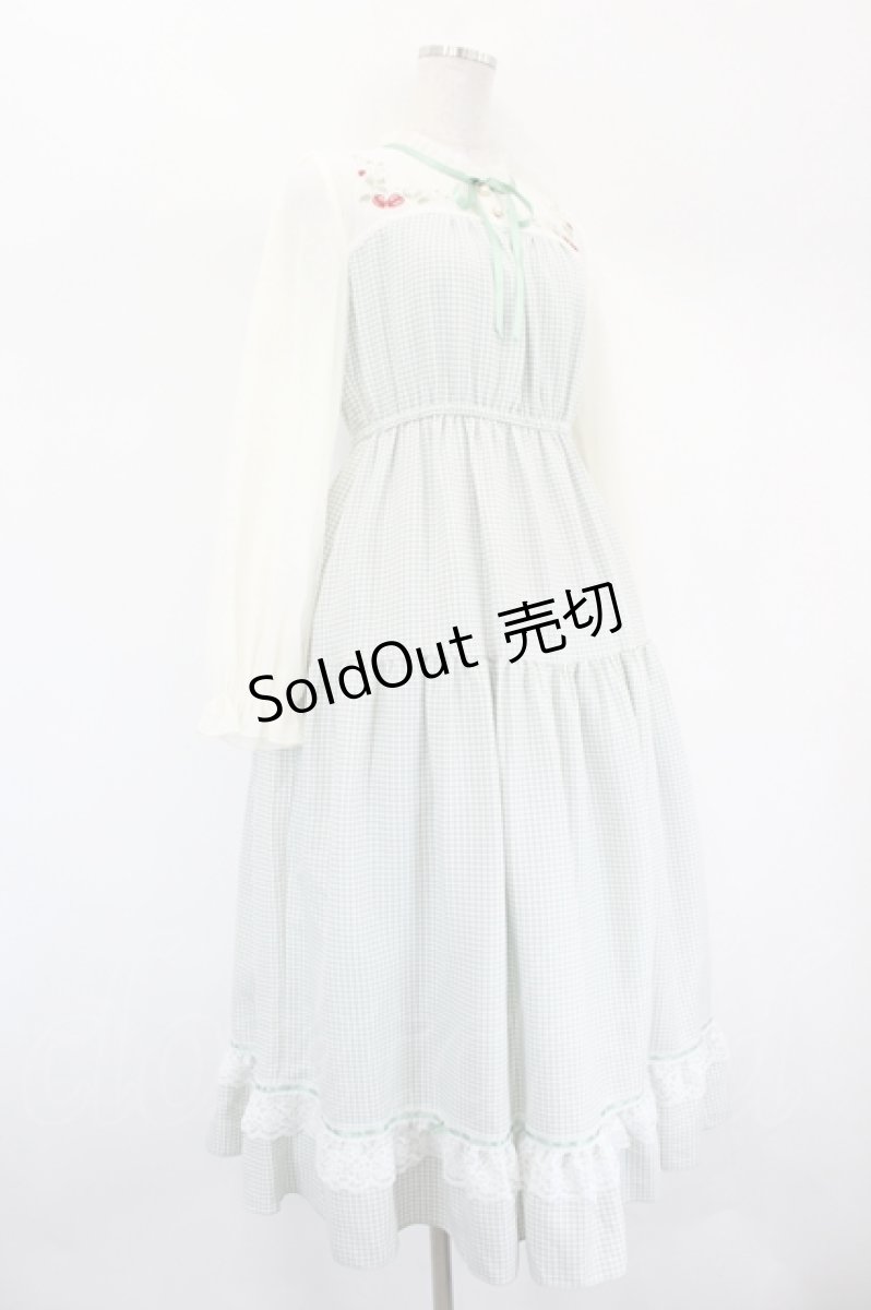 画像4: axes femme POETIQUE / ストロベリーガーデンワンピース  グリーンＸ白 I-26-09-06-065-AX-OP-SA-ZI (4)