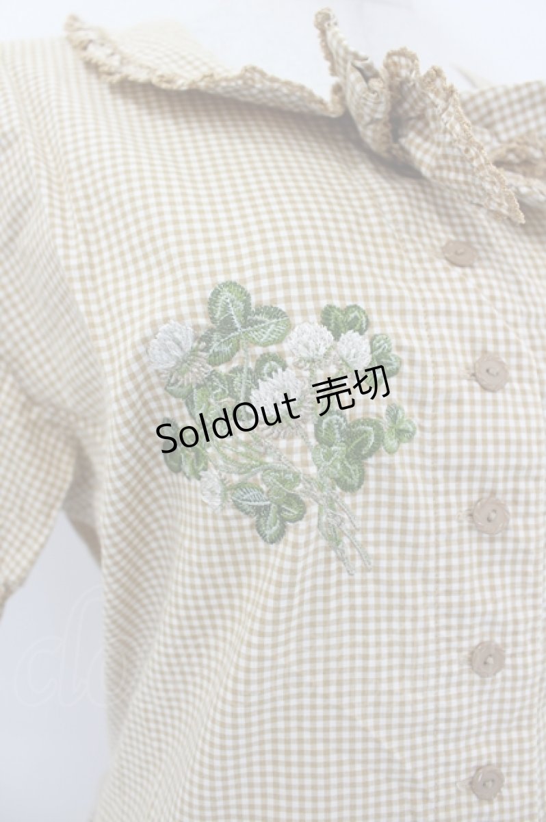 画像6: PINK HOUSE / シロツメクサ刺繍ギンガムワンピース  ベージュ I-26-09-06-074-LO-OP-TE-ZI (6)