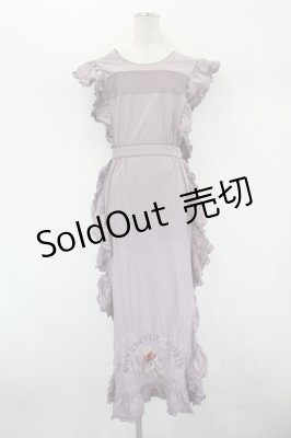 Preview of 薔薇刺繍フリルタブリエ  パープルＸ赤