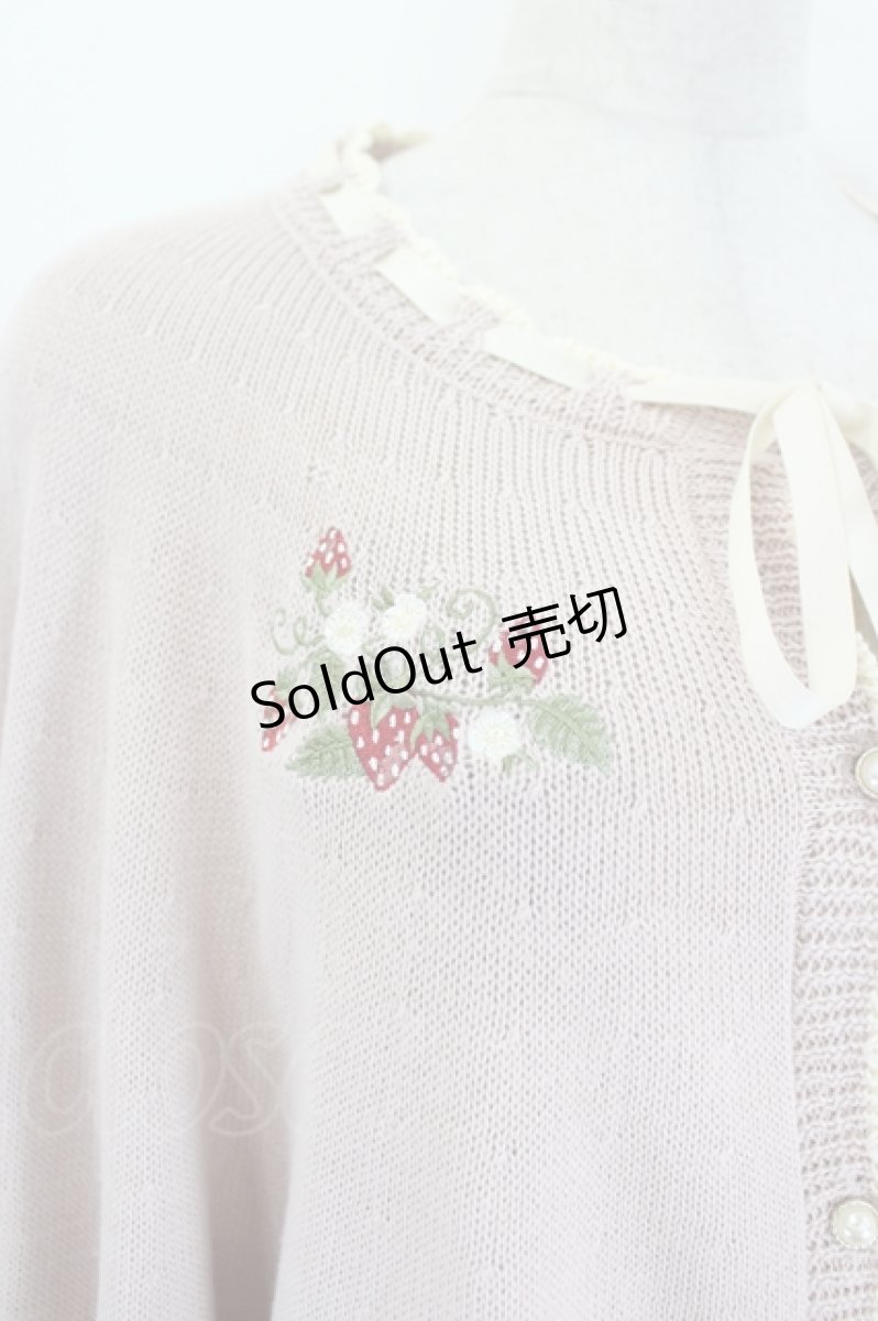 画像4: axes femme POETIQUE / ストロベリー刺繍ニットケープ  ピンク I-26-09-06-009-AX-TO-SA-ZI (4)