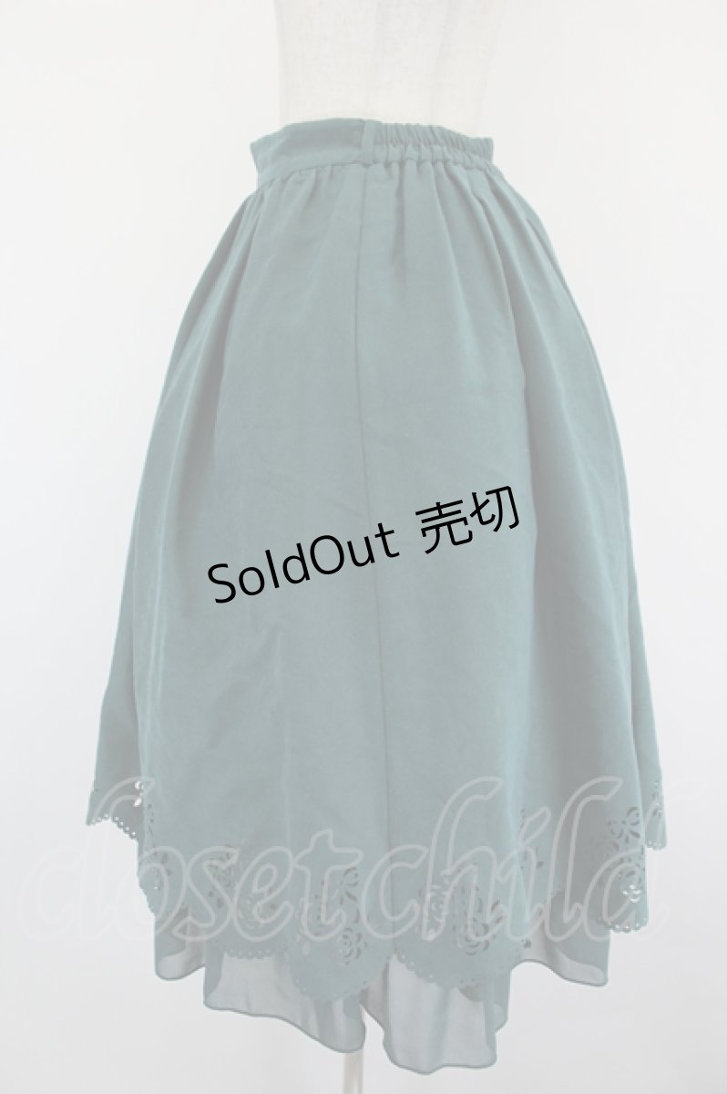 画像2: axes femme POETIQUE / スカラップカケルカットワークスカート  グリーン I-26-09-06-087-AX-SK-SA-ZI (2)