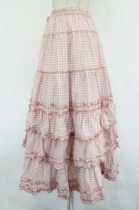 画像2: PINK HOUSE / ギンガムチェックパッチワークフリルスカート  ピンクＸ白チェック I-26-09-06-103-LO-SK-SA-ZI (2)