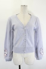 画像1: axes femme / サクラ刺繍チュール袖カーディガン  パープル I-26-09-06-012-AX-TO-SA-ZI (1)