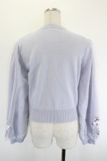 画像2: axes femme / サクラ刺繍チュール袖カーディガン  パープル I-26-09-06-012-AX-TO-SA-ZI (2)