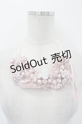 Preview of natsumi osawa×PINK HOUSE gingham check shibori flower necklace  ピンクＸ白
