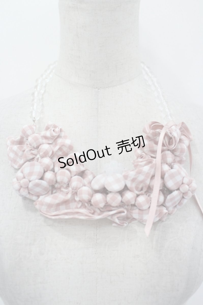 画像3: PINK HOUSE / natsumi osawa×PINK HOUSE gingham check shibori flower necklace  ピンクＸ白 I-26-09-06-113-LO-AC-SA-ZI (3)
