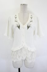 画像1: axes femme / すずらん刺繍裾レースボレロ M オフ I-26-09-06-013-AX-TO-TE-ZI (1)