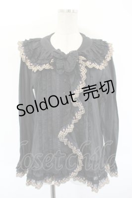 Preview of ドイリーレース使いブラウス  黒ＸゴールドＸピンク