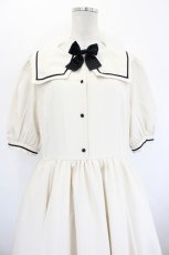 画像2: m petit by misako / リボン付セーラーワンピース L アイボリー I-26-09-08-057-LO-OP-TE-ZI (2)
