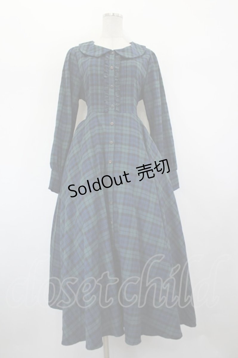 画像1: Favorite / グリーンチェックの全円シャツワンピース L グリーン I-26-09-08-061-LO-OP-TE-ZI (1)