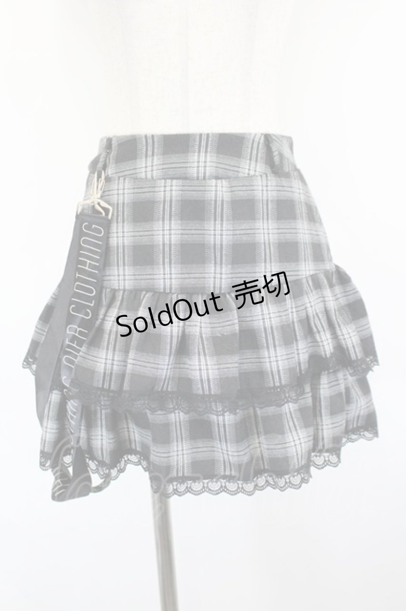 画像1: NieR Clothing / チェック2段フリルスカート  黒Ｘ白チェック I-26-09-08-087-PU-SK-SA-ZI (1)