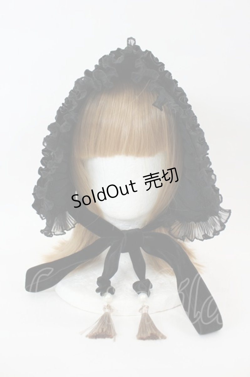 画像1: LOLITAその他 / タッセル付きベロアリボンヘッドドレス  黒 I-26-09-08-115-LO-ZA-TE-ZI (1)