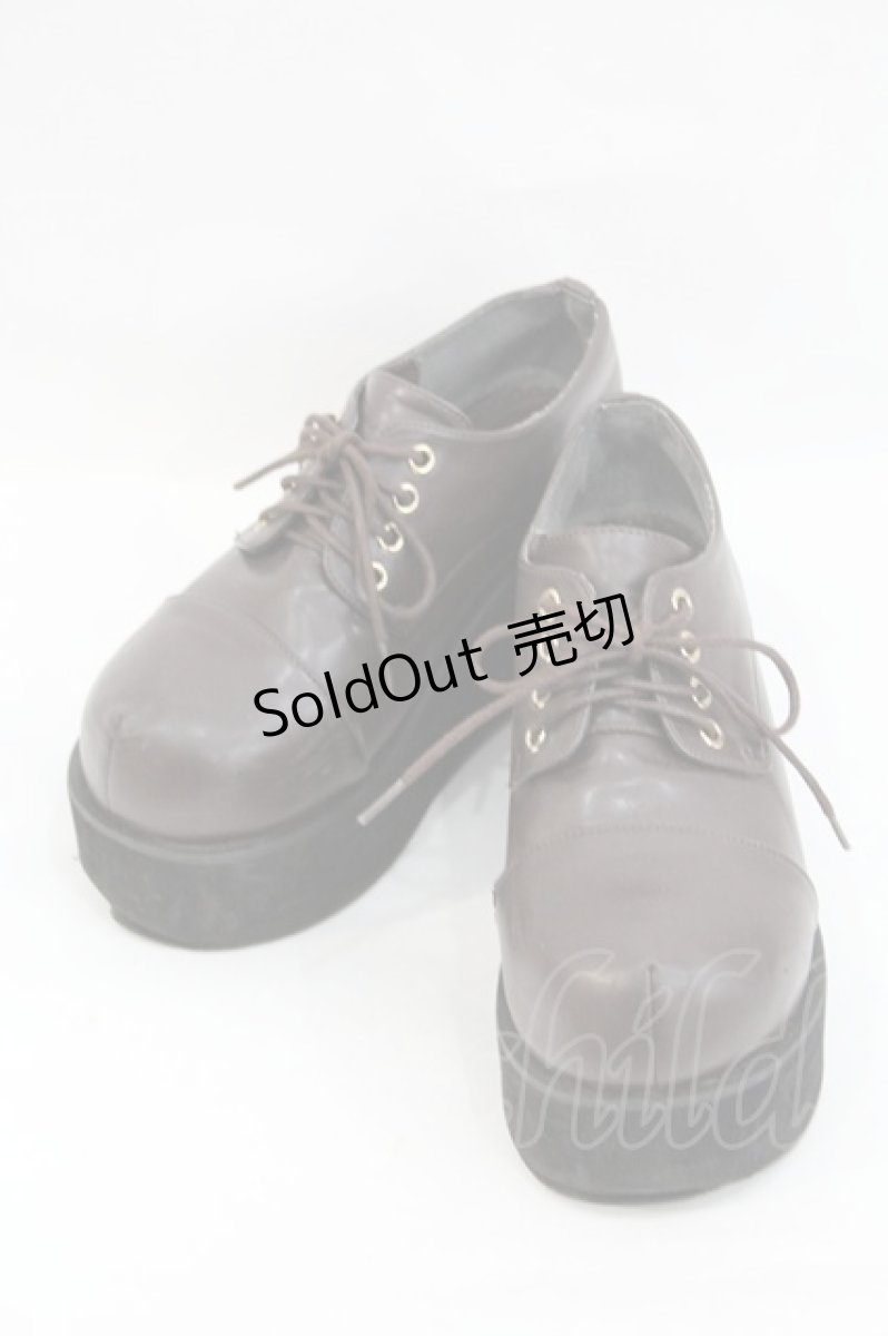画像1: DearMyLove / 8cm厚底レースアップおでこパンプス 24.5 チョコブラウン I-26-09-08-131-GO-SH-TE-ZI (1)