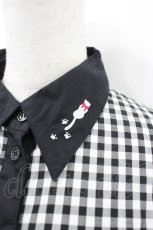 画像5: PEACE NOW / ねこ刺繍襟ギンガムチェックシャツ  黒Ｘ白 I-26-09-08-015-PU-BL-SA-ZI (5)