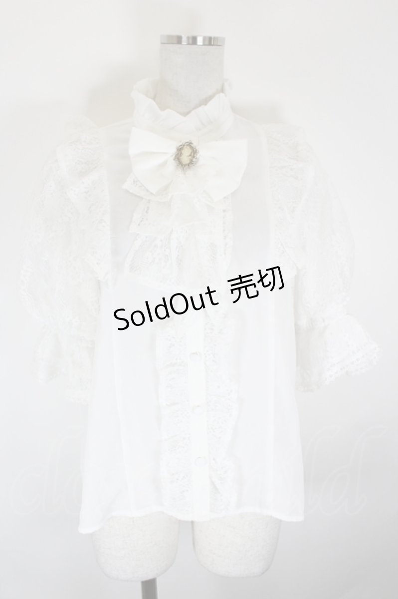 画像1: Chalmiere / クラシカルレーシー半袖ブラウス  白 I-26-09-11-001-AX-BL-SA-ZI (1)