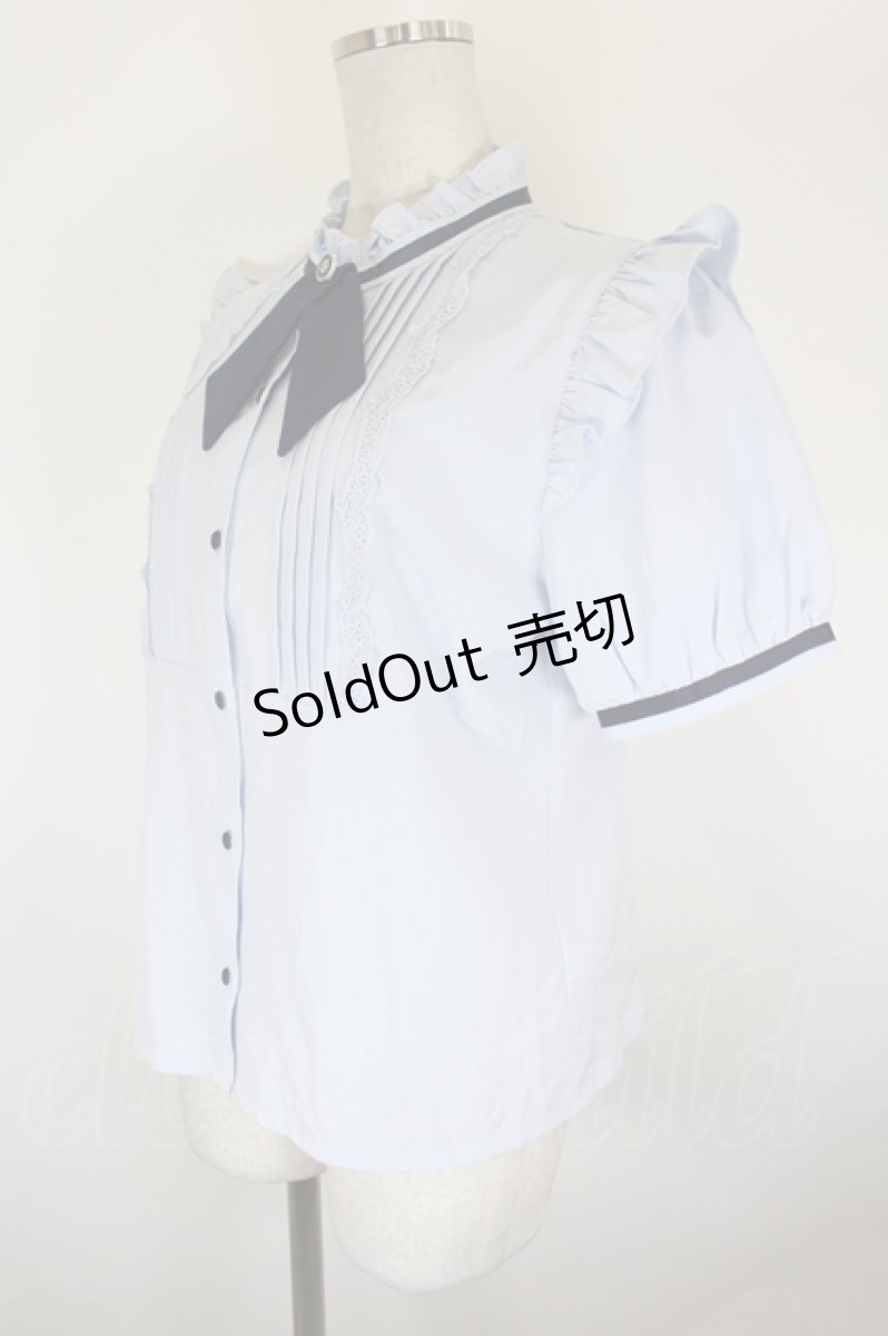 画像2: axes femme / タイセットピンタックブラウス  サックス I-26-09-11-003-AX-BL-SA-ZI (2)