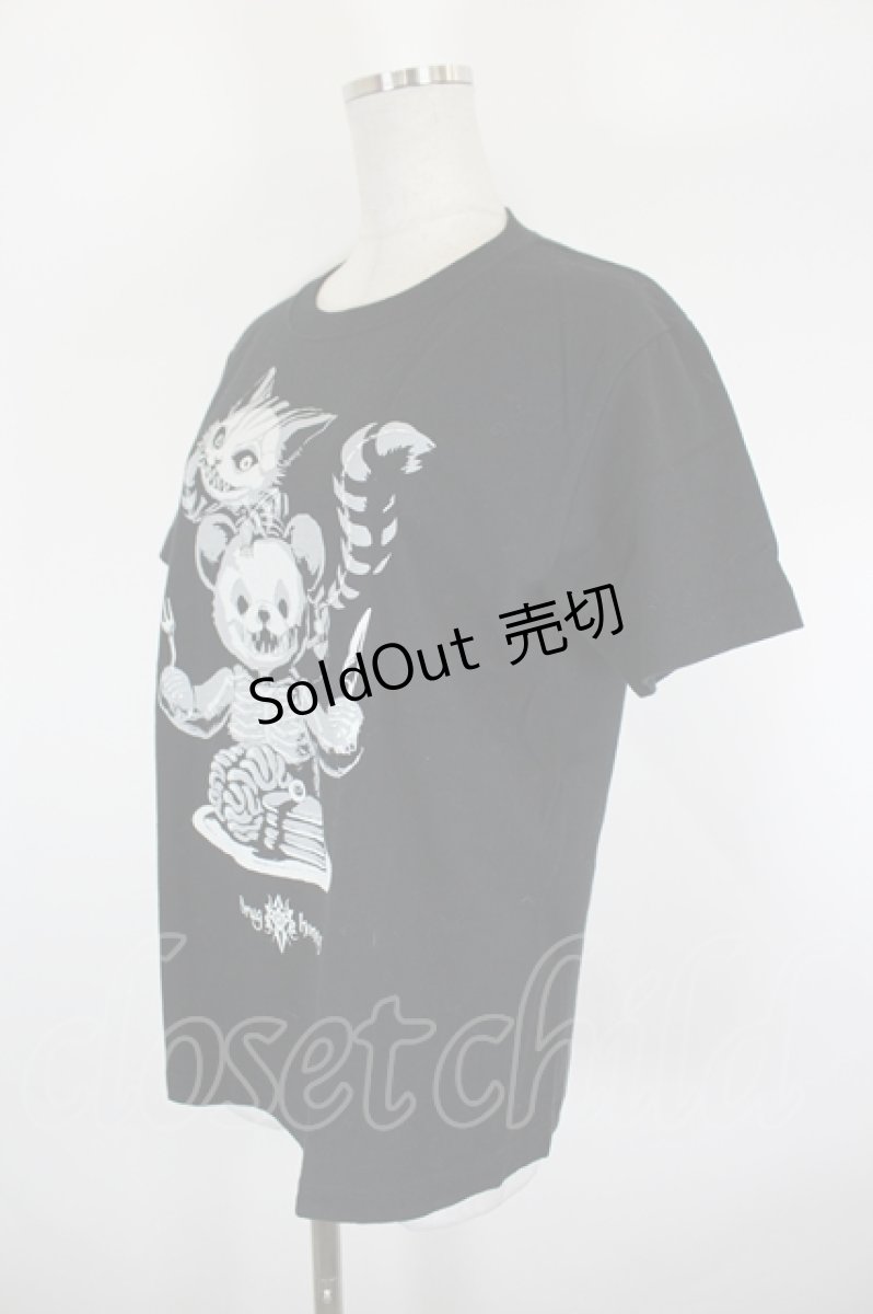 画像2: Drug Honey / チェシャ猫テディベアプリントTシャツ S 黒Xグレー I-26-09-11-030-PU-TO-SA-ZI (2)
