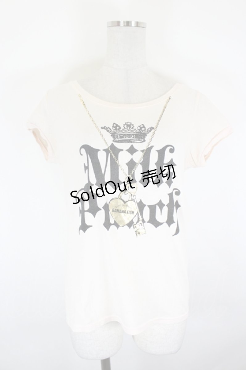 画像1: Banana Fish / ネックレスプリントTシャツ  ピンク I-26-09-11-031-PU-TO-SA-ZI (1)
