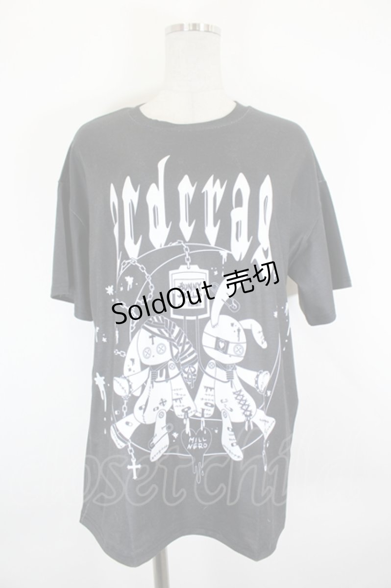 画像1: ACDC RAG / ムーンバニードールズTシャツ  黒Ｘ白 I-26-09-11-037-PU-TO-SA-ZI (1)