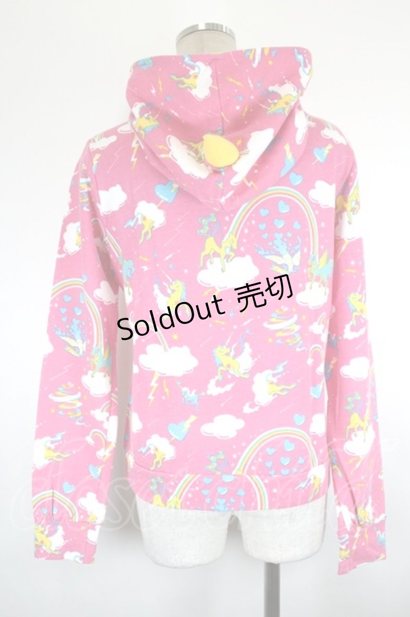 画像3: 6％DOKIDOKI / ユニコーン総柄パーカー  ピンクｘ白ｘ黄色ｘ青 I-26-09-11-051-LO-TO-SA-ZI (3)