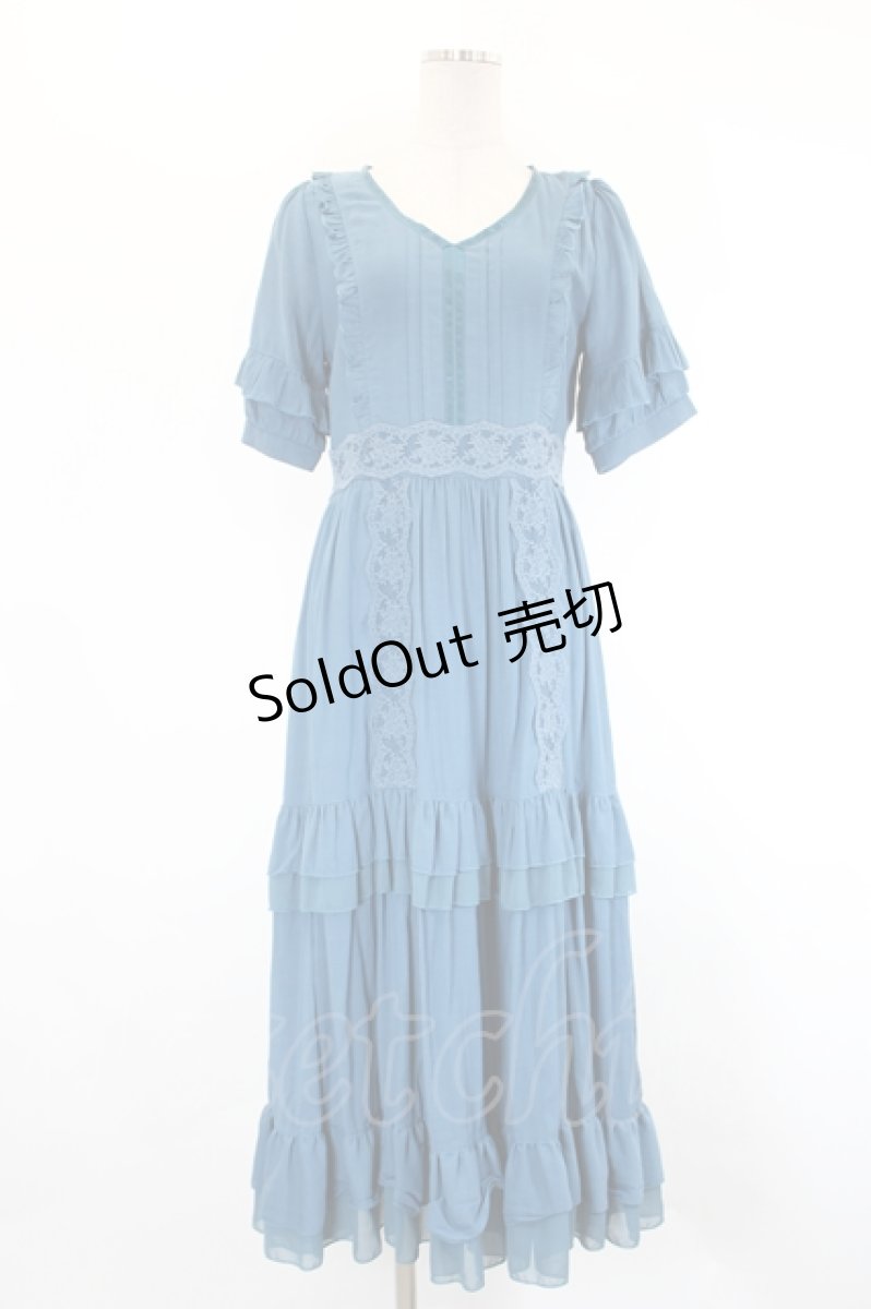 画像1: axes femme / レースラインティアードワンピース  青 I-26-09-11-071-AX-OP-SA-ZI (1)