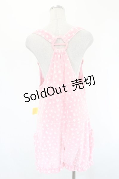6％DOKIDOKI / スター総柄ファーサロペット ピンクX白 I-26-09-11-077