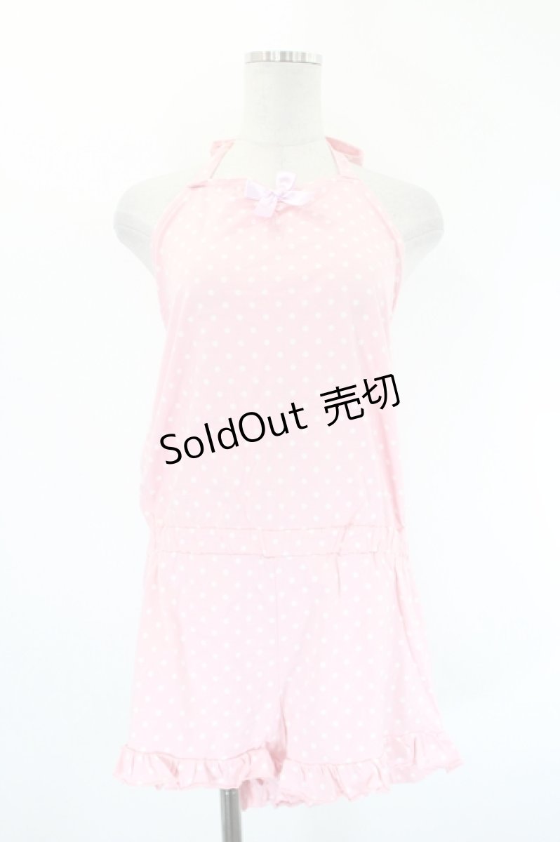画像1: Nile Perch / ドットベアトップリボンサロペットパンツ  ピンクＸ白Ｘラベンダー I-26-09-11-078-LO-OP-SA-ZI (1)