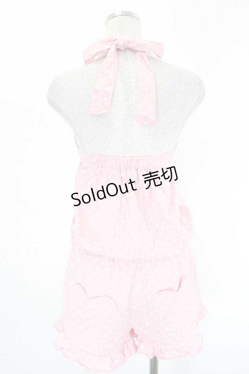 画像2: Nile Perch / ドットベアトップリボンサロペットパンツ  ピンクＸ白Ｘラベンダー I-26-09-11-078-LO-OP-SA-ZI (2)