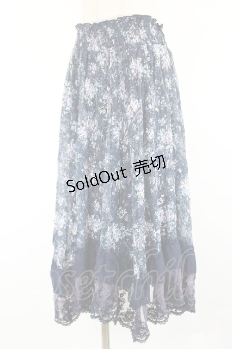 画像3: axes femme / フローラルレースイレヘムスカート  紺 I-26-09-11-093-AX-SK-SA-ZI (3)