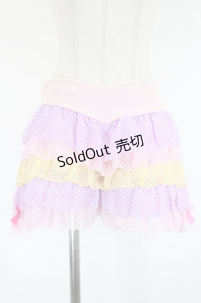 画像1: 6％DOKIDOKI / 段々シフォンドットドロワーズ  ピンクＸパープルＸイエロー I-26-09-11-102-LO-PA-SA-ZI (1)