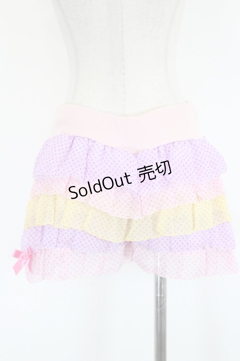 画像2: 6％DOKIDOKI / 段々シフォンドットドロワーズ  ピンクＸパープルＸイエロー I-26-09-11-102-LO-PA-SA-ZI (2)