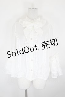axes femme kawaii / 姫袖7分丈ブラウス 白 I-26-09-11-002-AX-BL-SA