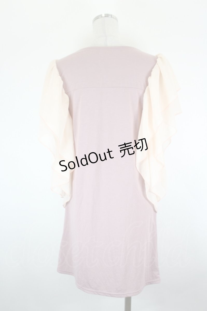 画像3: axes femme / シフォンフラワーモチーフ半袖トップス  ピンクＸラベンダー I-26-09-11-015-AX-TO-SA-ZI (3)