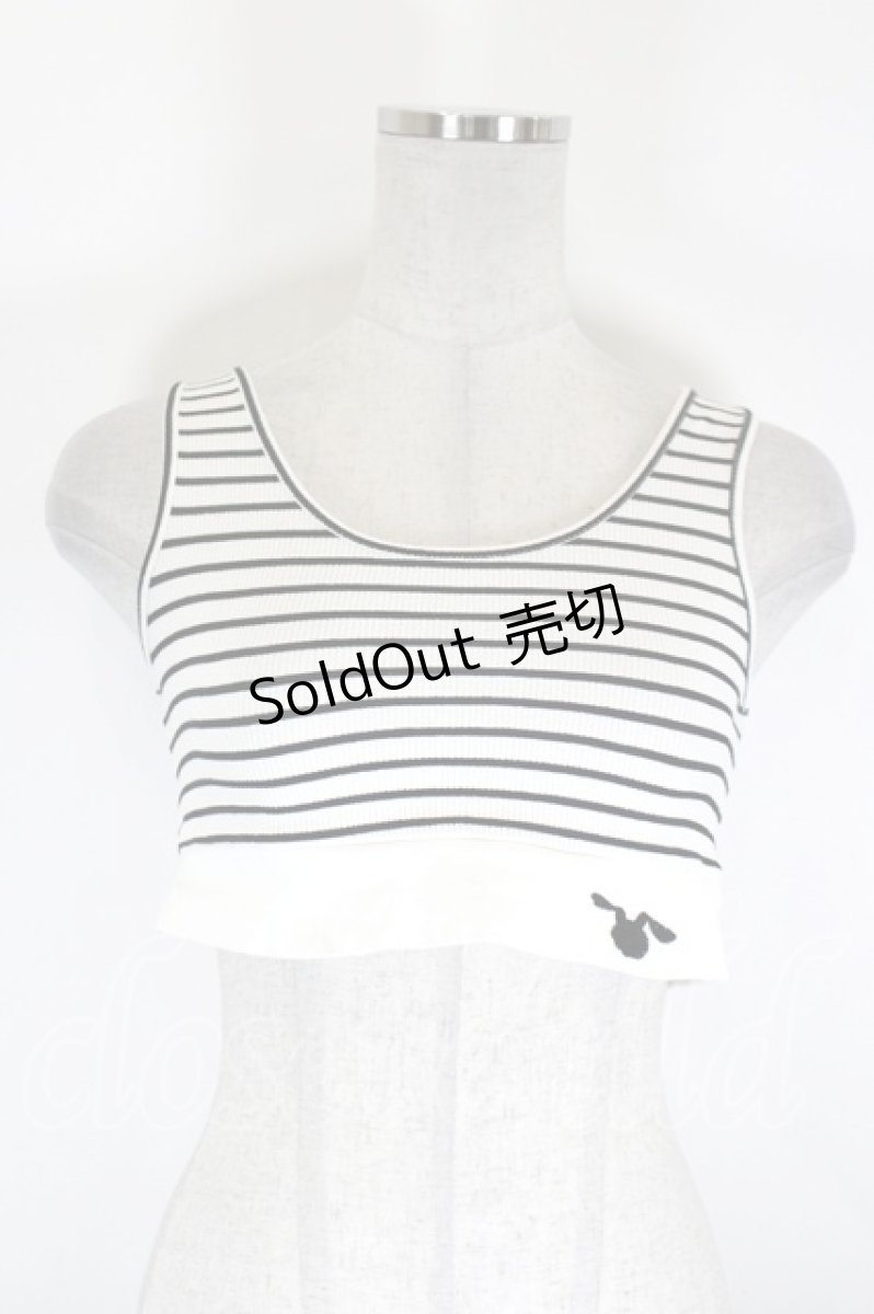 画像1: NieR Clothing / ボーダーショートタンクトップス  白Ｘ黒 I-26-09-11-020-PU-TO-SA-ZI (1)