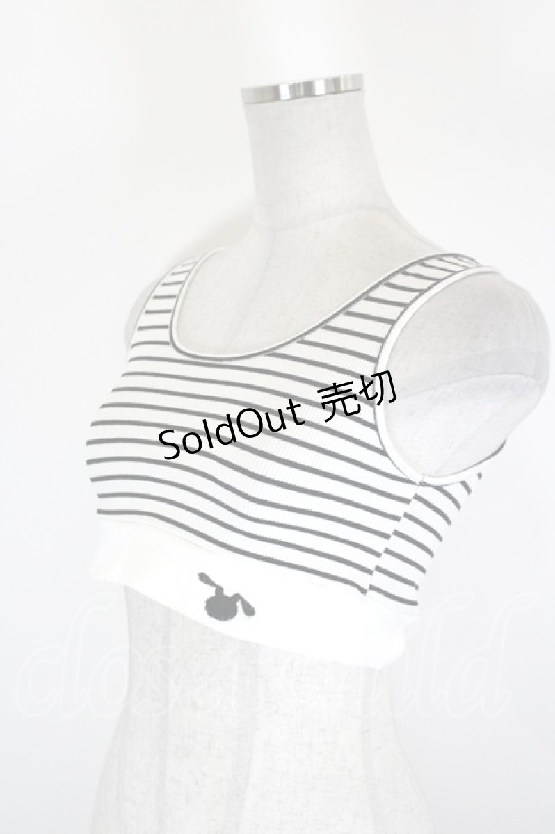画像2: NieR Clothing / ボーダーショートタンクトップス  白Ｘ黒 I-26-09-11-020-PU-TO-SA-ZI (2)