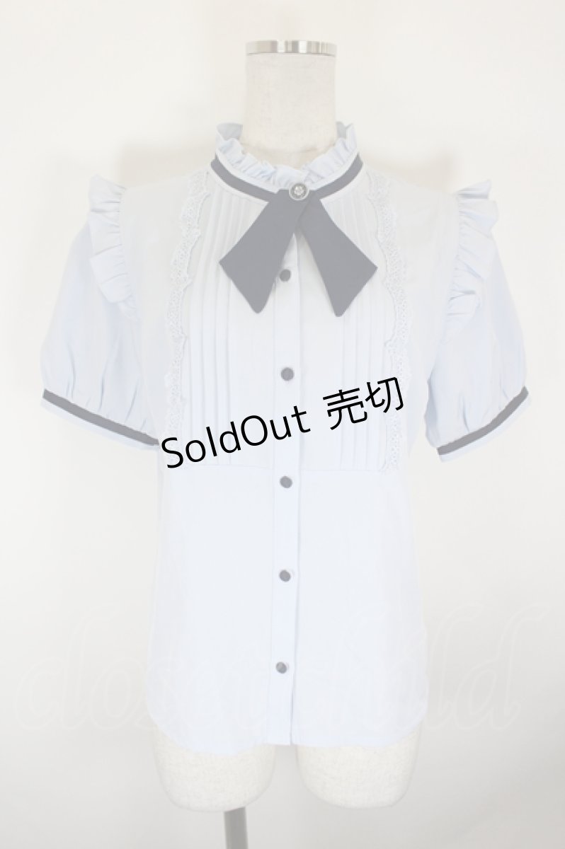 画像1: axes femme / タイセットピンタックブラウス  サックス I-26-09-11-003-AX-BL-SA-ZI (1)