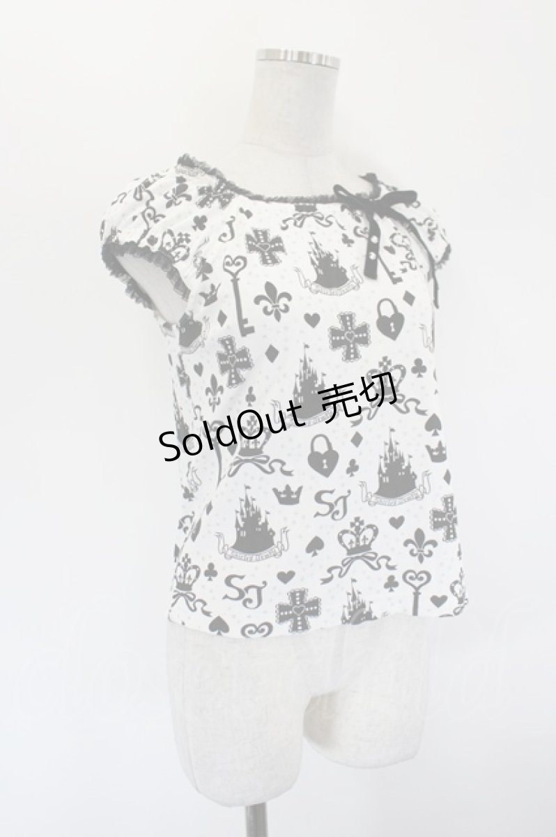 画像3: Shirley Temple / お城総柄ミニ袖カットソー 160 白×黒 I-26-09-15-003-ET-TO-TE-ZI (3)