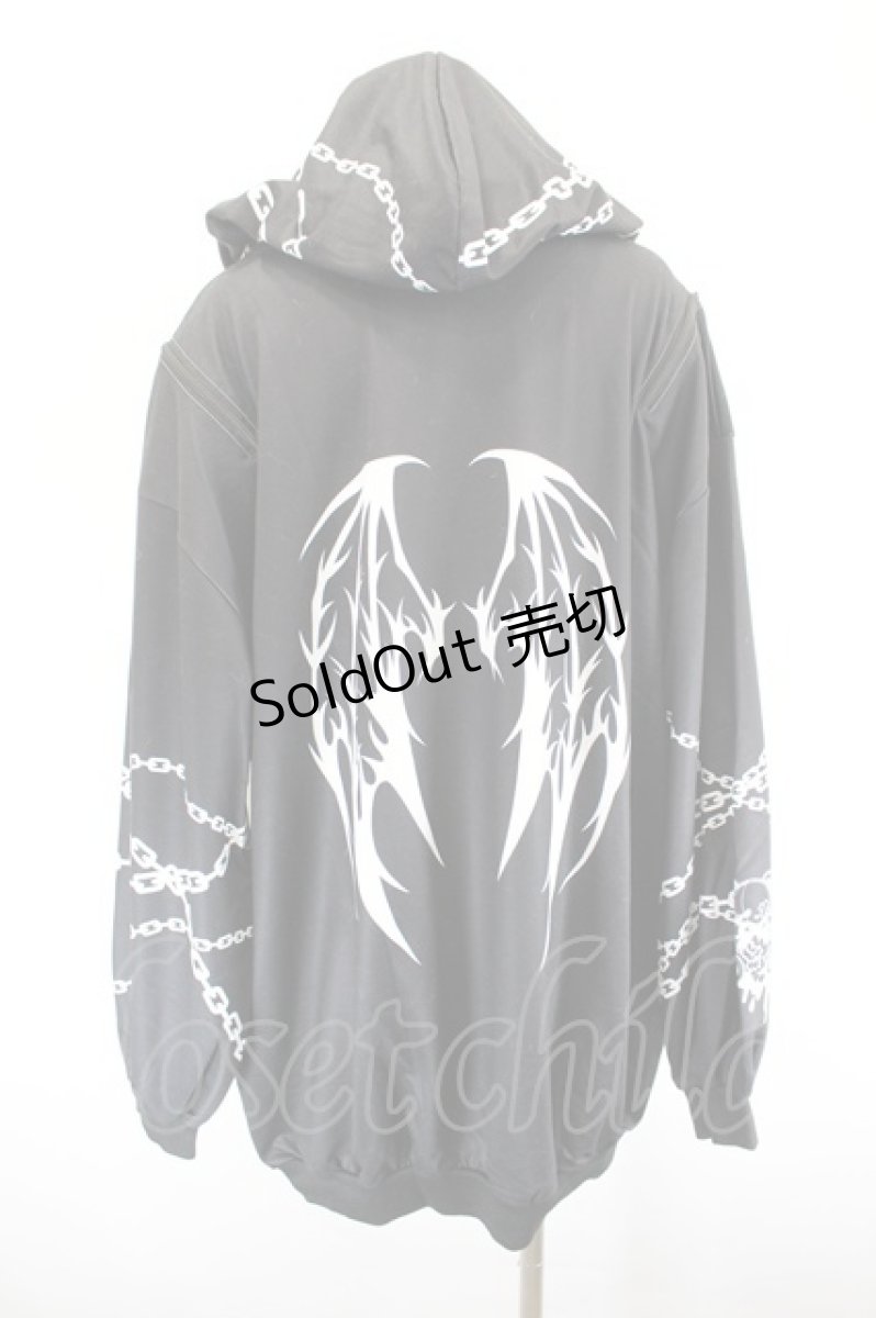 画像2: ACDC RAG / SUNCITYDOLLコラボ　Sweet MY PAIN パーカー  黒Ｘ白 I-26-09-15-034-PU-TO-SA-ZI (2)