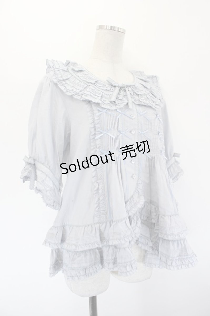 画像3: PINK HOUSE / ボレロ風ローンブラウス  サックス I-26-09-15-036-LO-BL-SA-ZI (3)