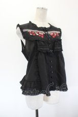 画像3: PINK HOUSE / チェリー刺繍使いローンブラウス  黒Ｘ赤 I-26-09-15-037-LO-BL-SA-ZI (3)