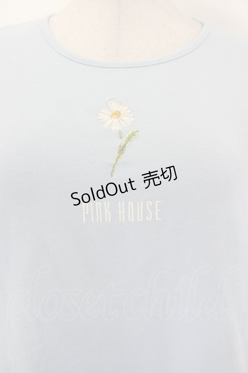 画像4: PINK HOUSE / 雛菊刺繍半袖カットソー  サックス I-26-09-15-045-LO-TO-SA-ZI (4)