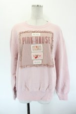画像1: PINK HOUSE / アンティークギンガムゼッケン付きトレーナー  ピンク I-26-09-15-048-LO-TO-SA-ZI (1)